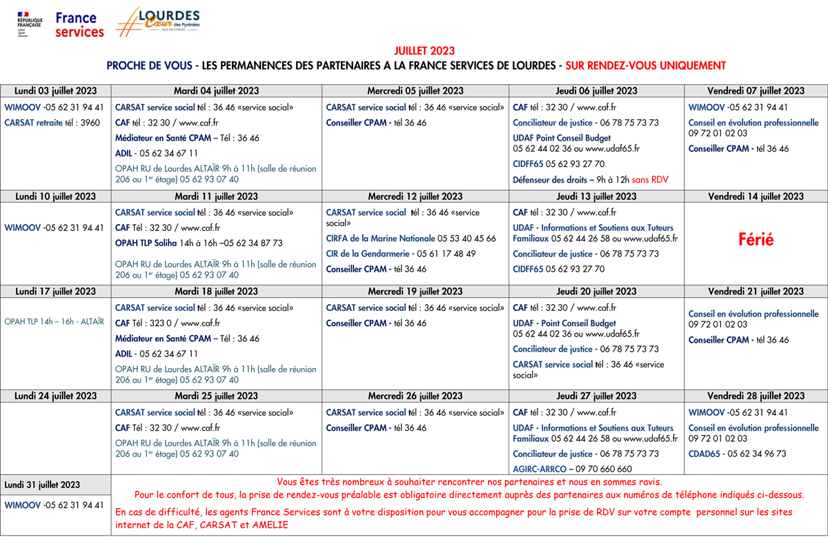 PLANNING FRANCE SERVICES JANVIER 2023