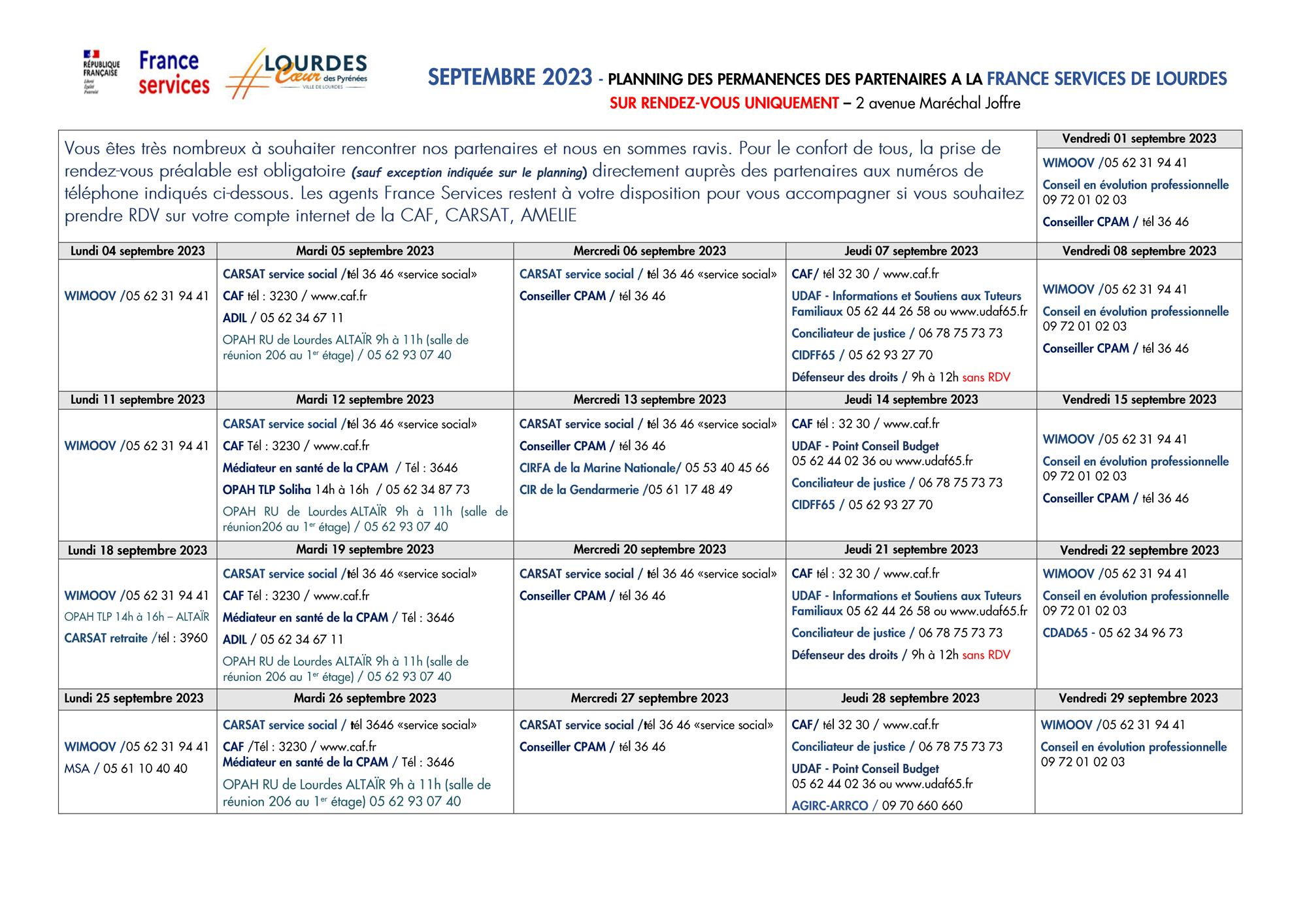 PLANNING FRANCE SERVICES SEPTEMBRE 2023