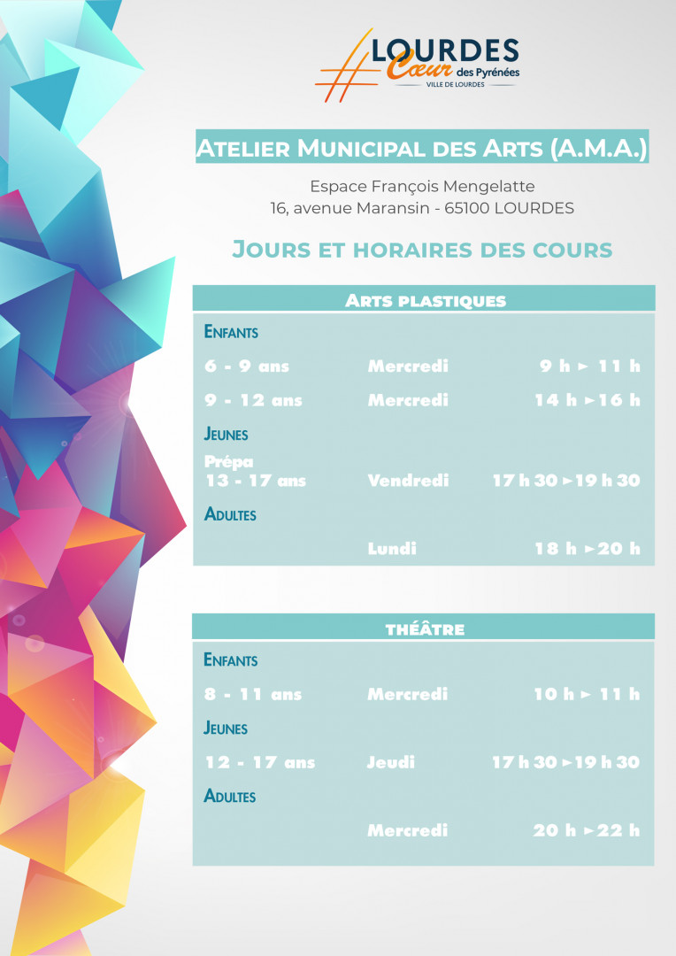 Horaires Atelier Municipal des Arts 2023-2024