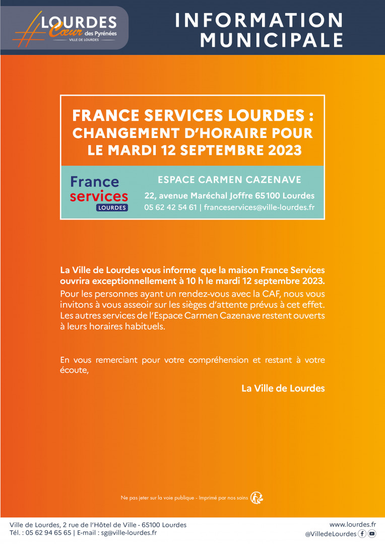 info municipale fermeture France services 12 septembre 2023