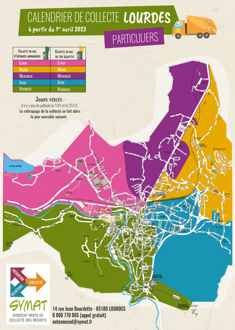 Calendrier Collecte Lourdes 01 04 2023 SYMAT