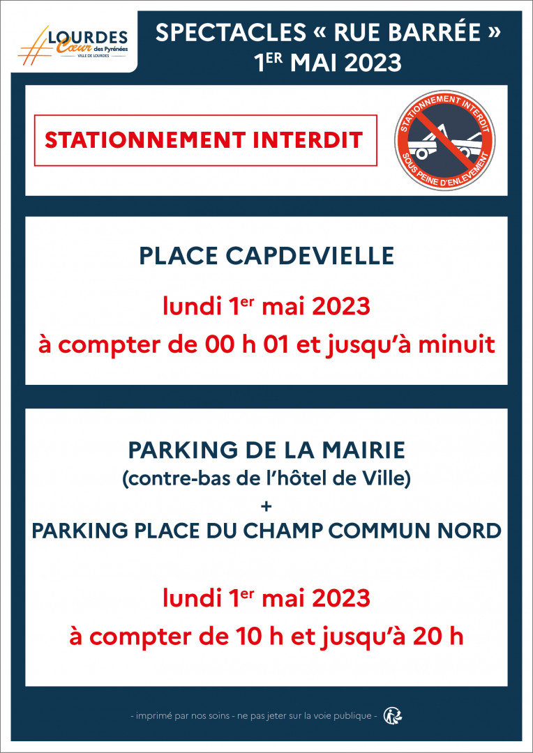 Flyer Stationnement Interdit Rue Barrée 1er mai 2023 A5
