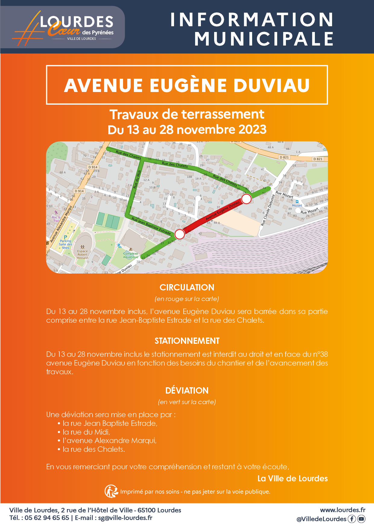 Info municipale travaux de terrassement eugene duviau