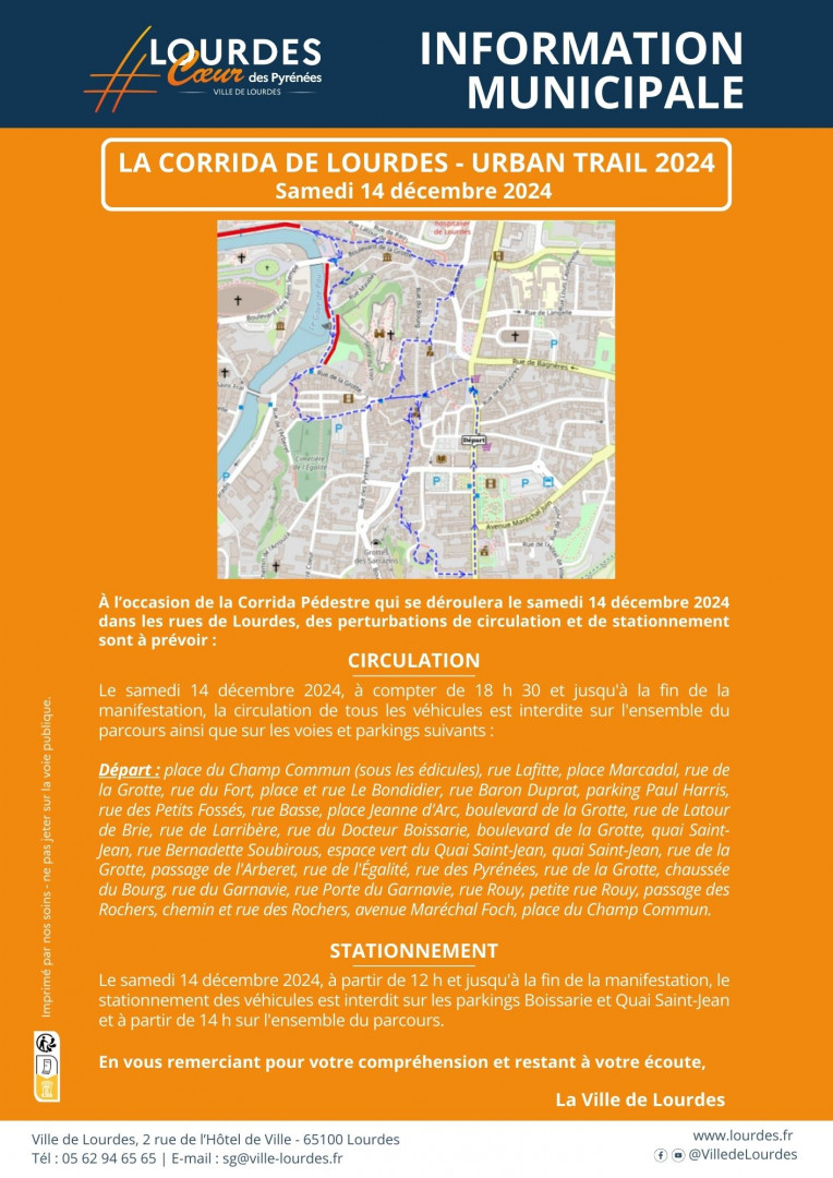 Info municipale Corrida pédestre 14 12 2024