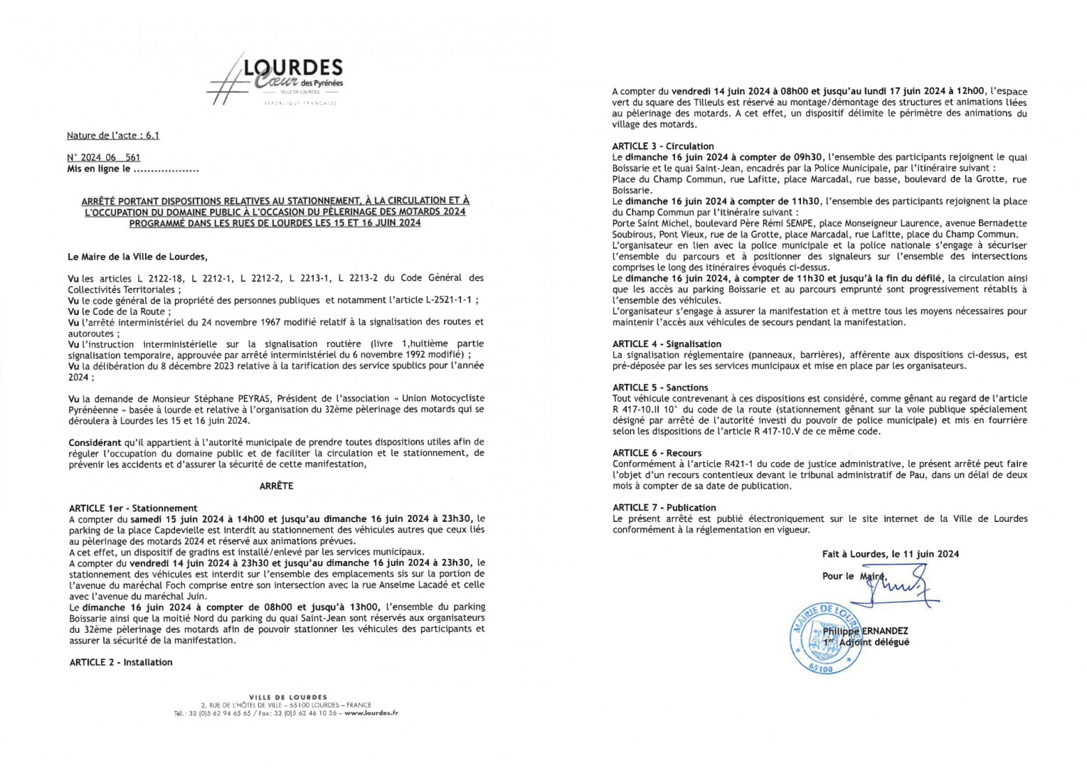 arrete pelerinage motards 2024