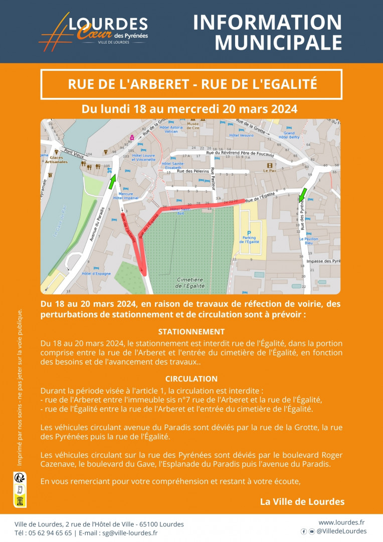 info municipale Rue Arberet Rue Egalite