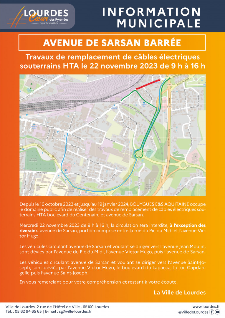 info municipale travaux avenue sarsan