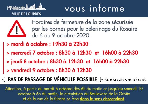 Flyer Infos Zone touristique securisee Rosaire 2020