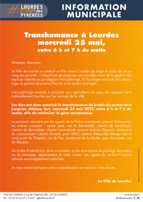 Info municipale Transhumance