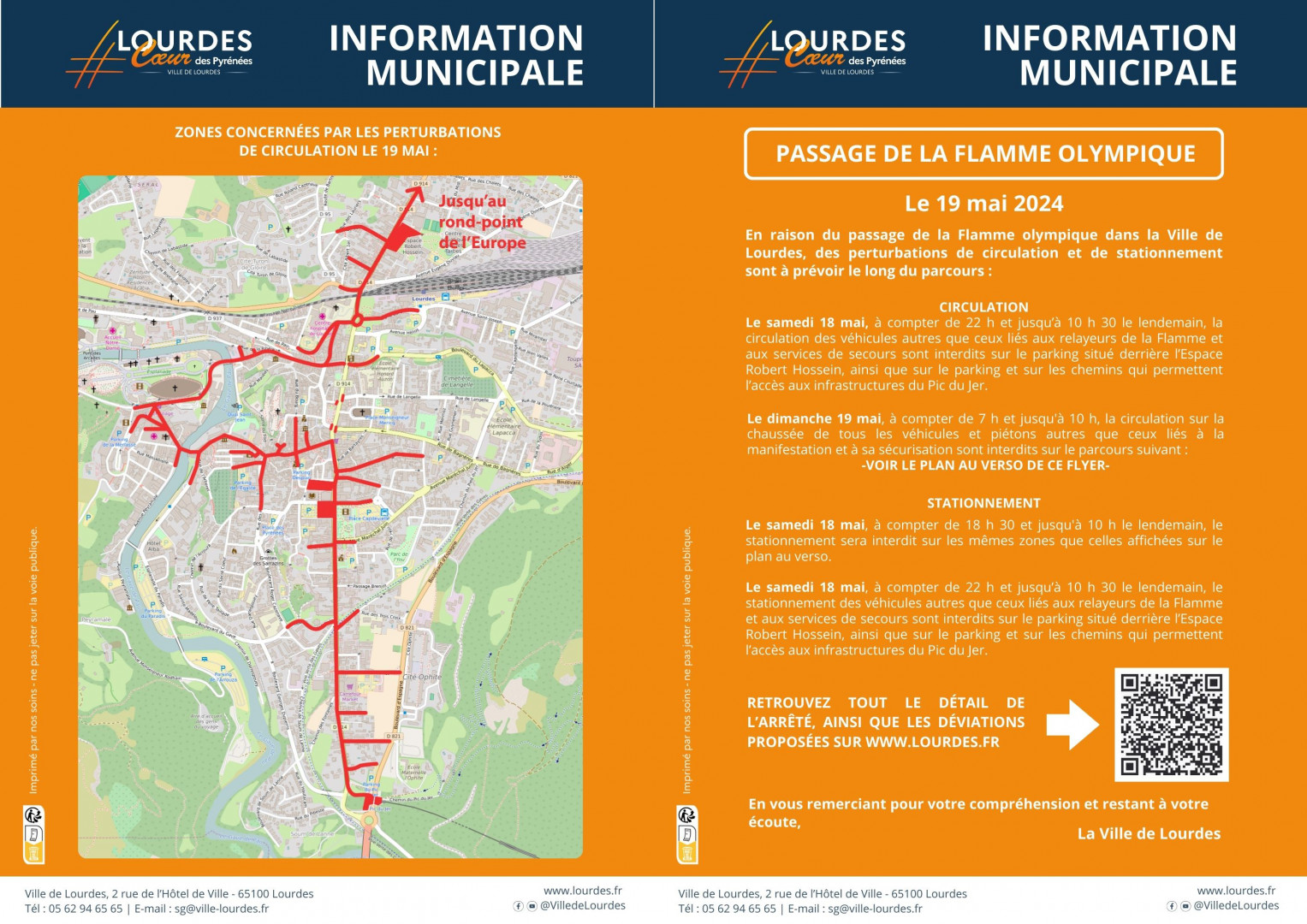 Information municipale Passage Flamme Olympique Lourdes