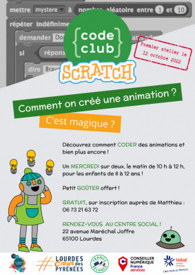 Ateliers Codage Informatique Centre Social Lourdes 2022