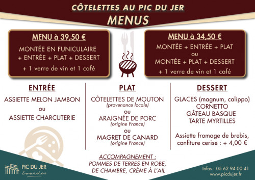 menus cotelettes au pic 2018