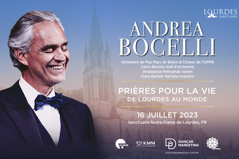 Concert Andrea Bocelli 16 juillet 2023 Lourdes Sanctuaire intro