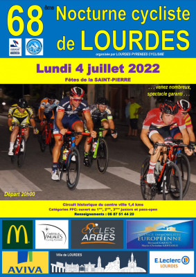 Affiche nocturne cycliste lourdes 2022