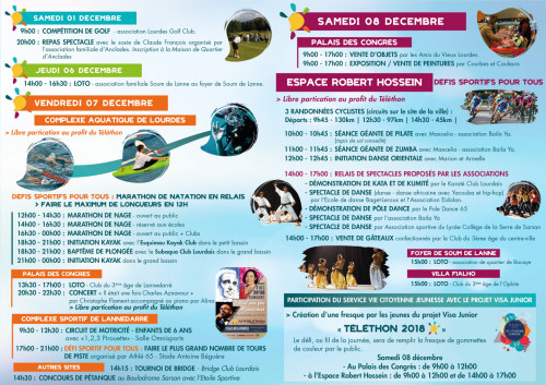 Programme Téléthon 2018 Lourdes