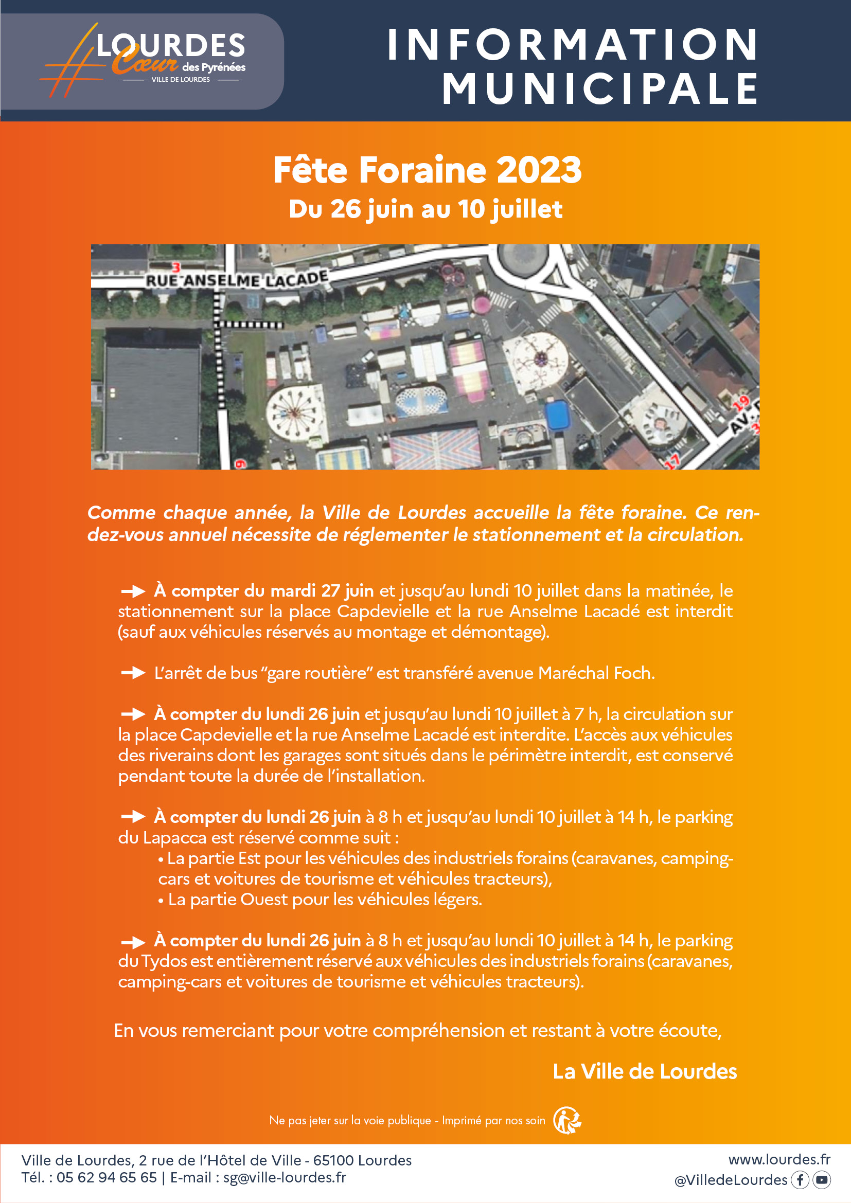 info municipale fete foraine 2023 Lourdes