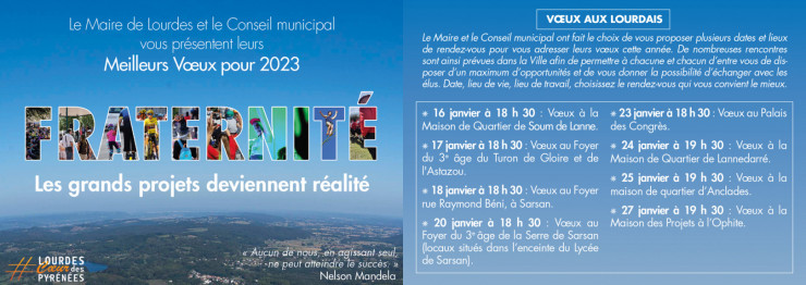 carte voeux 2023 horaires quartiers Lourdes