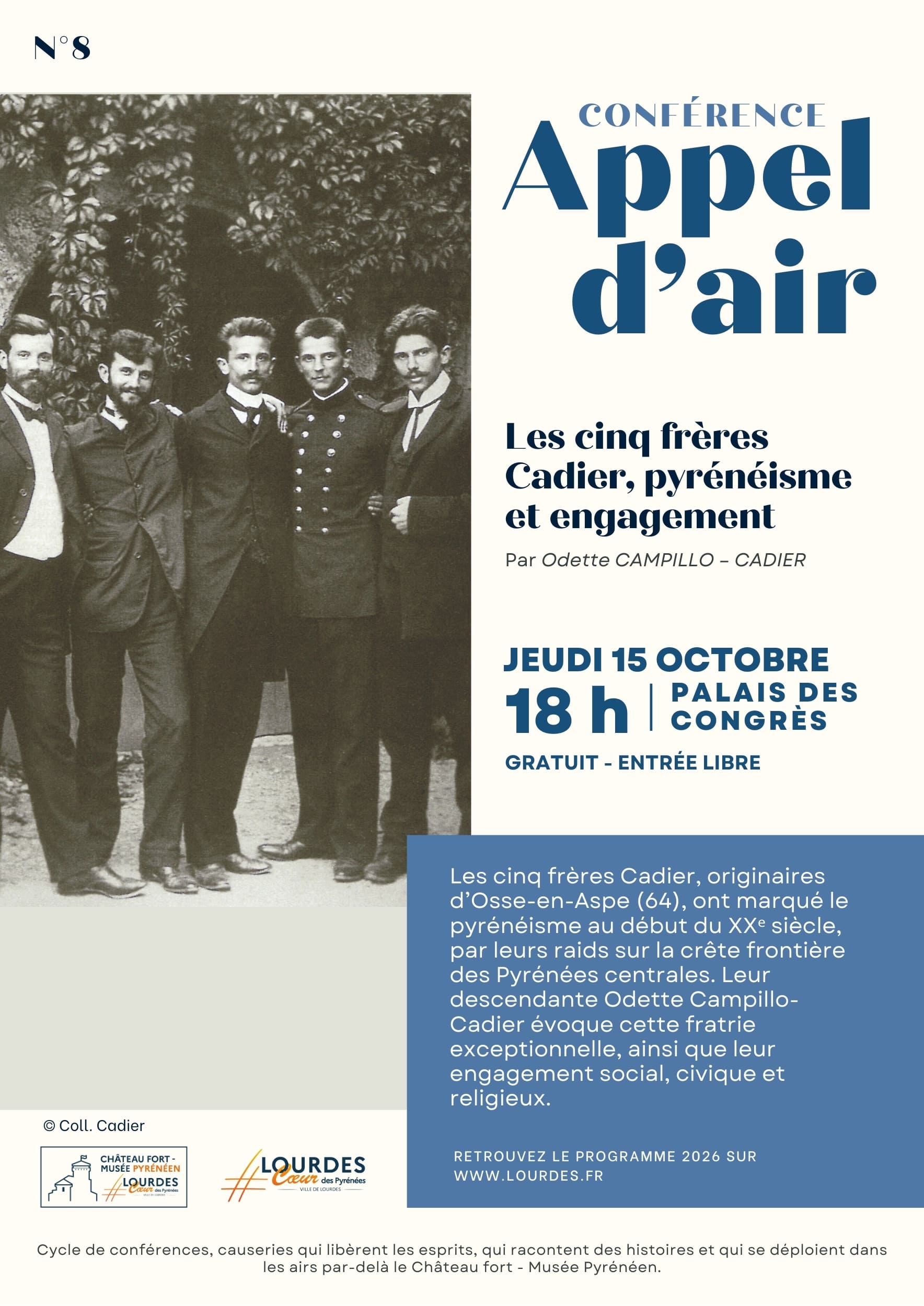 Conférence Appel d&rsquo;Air : « Les cinq frères Cadier, pyrénéisme et engagement » par Odette CAMPILLO – CADIER