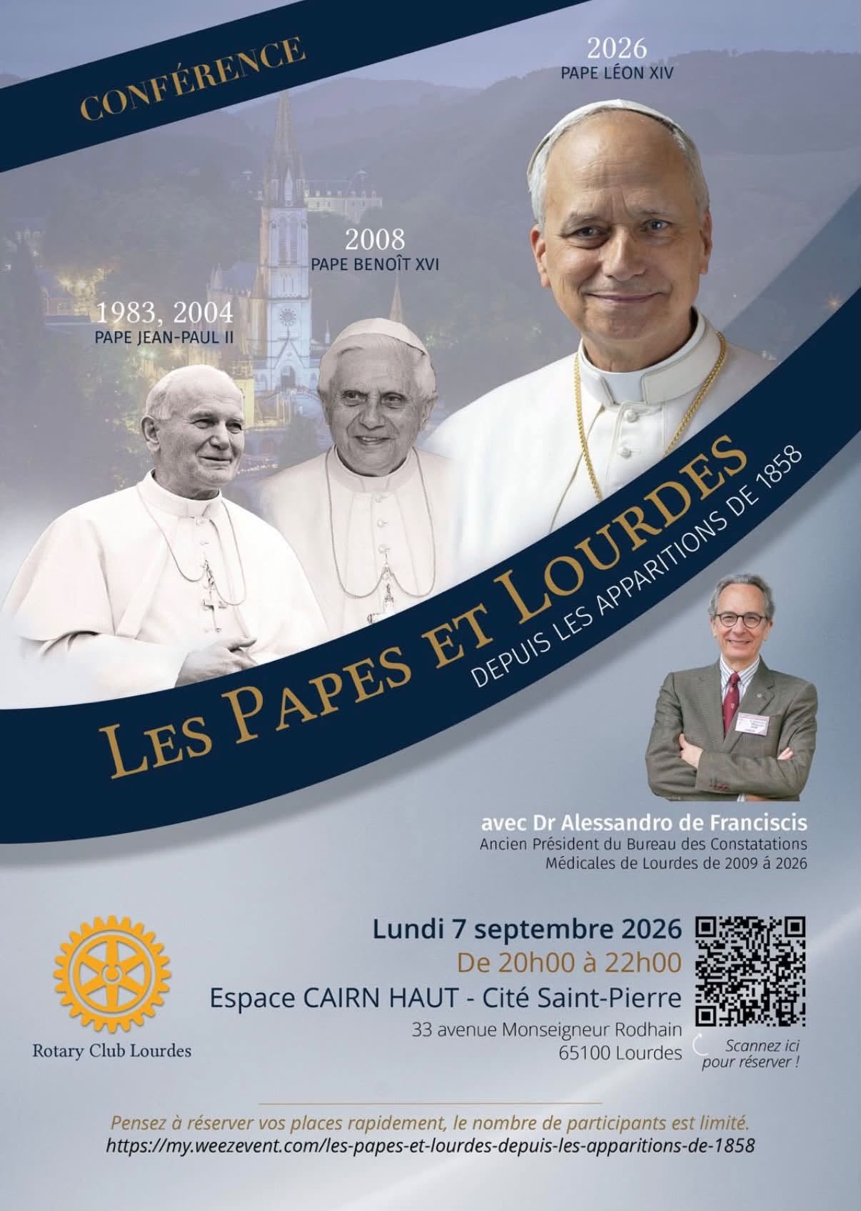 Conférence – « Les papes et Lourdes depuis les Apparitions de 1858 »