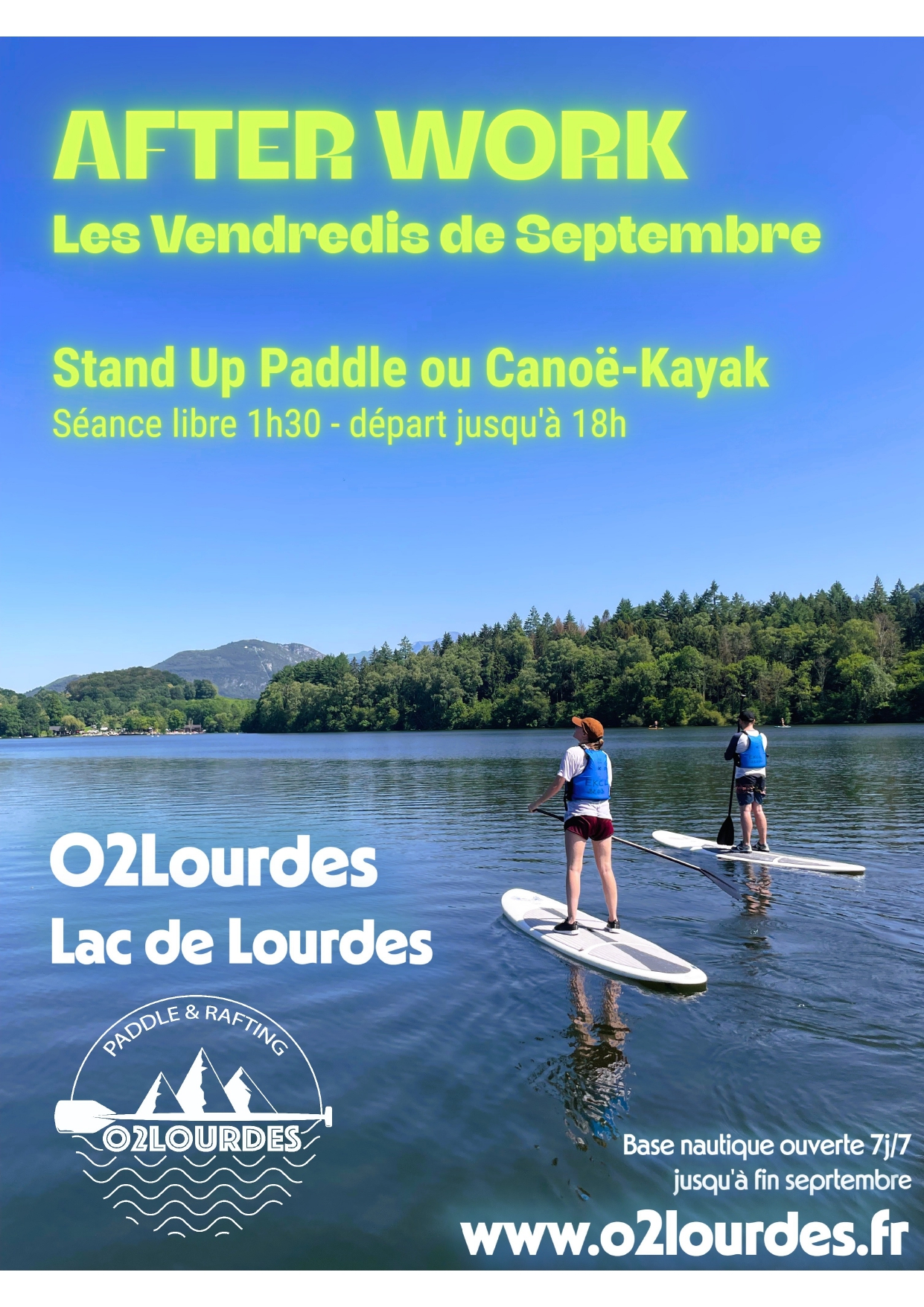 After work en stand-up paddle ou canoë-kayak au Lac de Lourdes