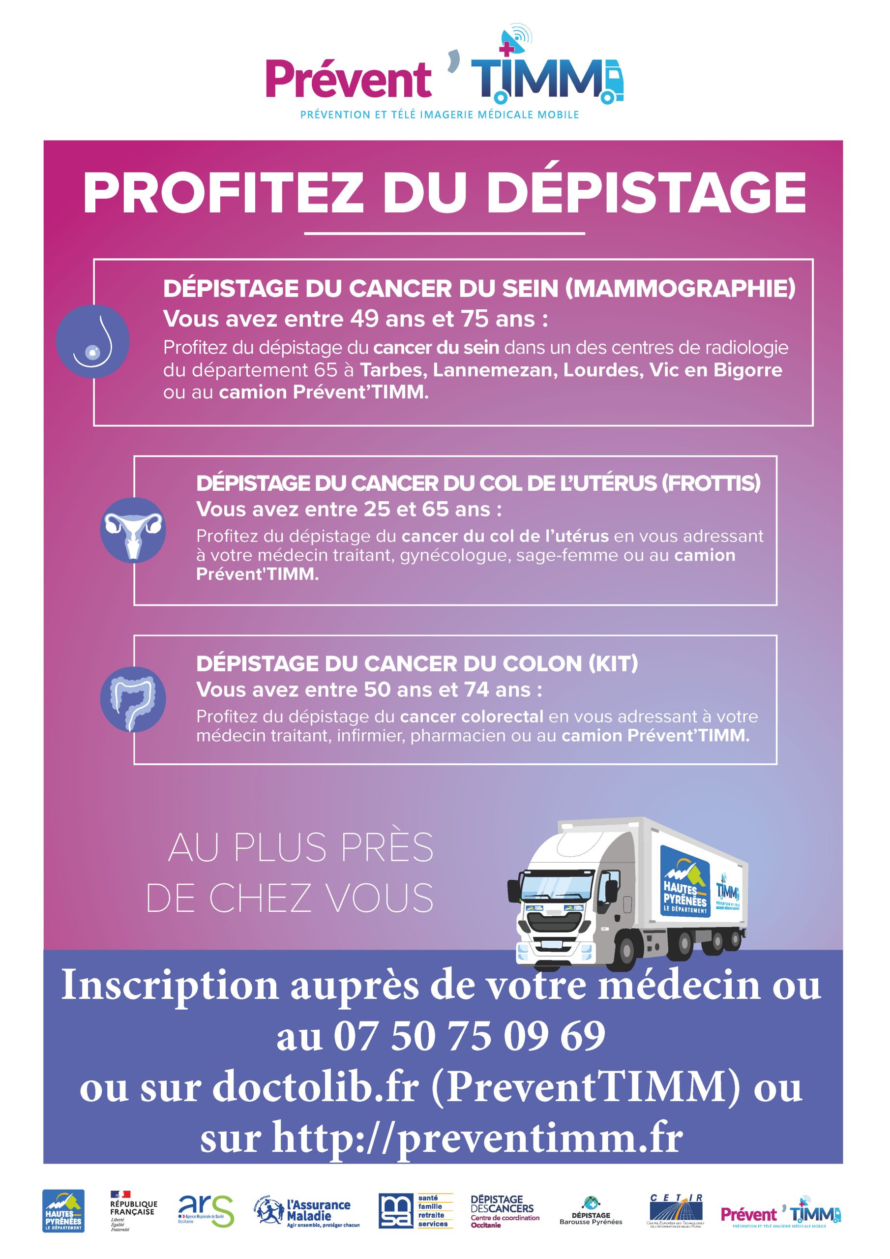 Le camion Prévent’TIMM arrive à Lourdes ! 3 dates pour se faire dépister