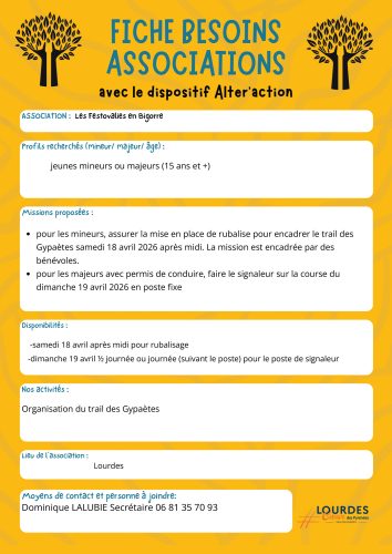 Fiche Missions Bénévoles - Les Festovalies en Bigorre (Trail des Gypaètes 2026)