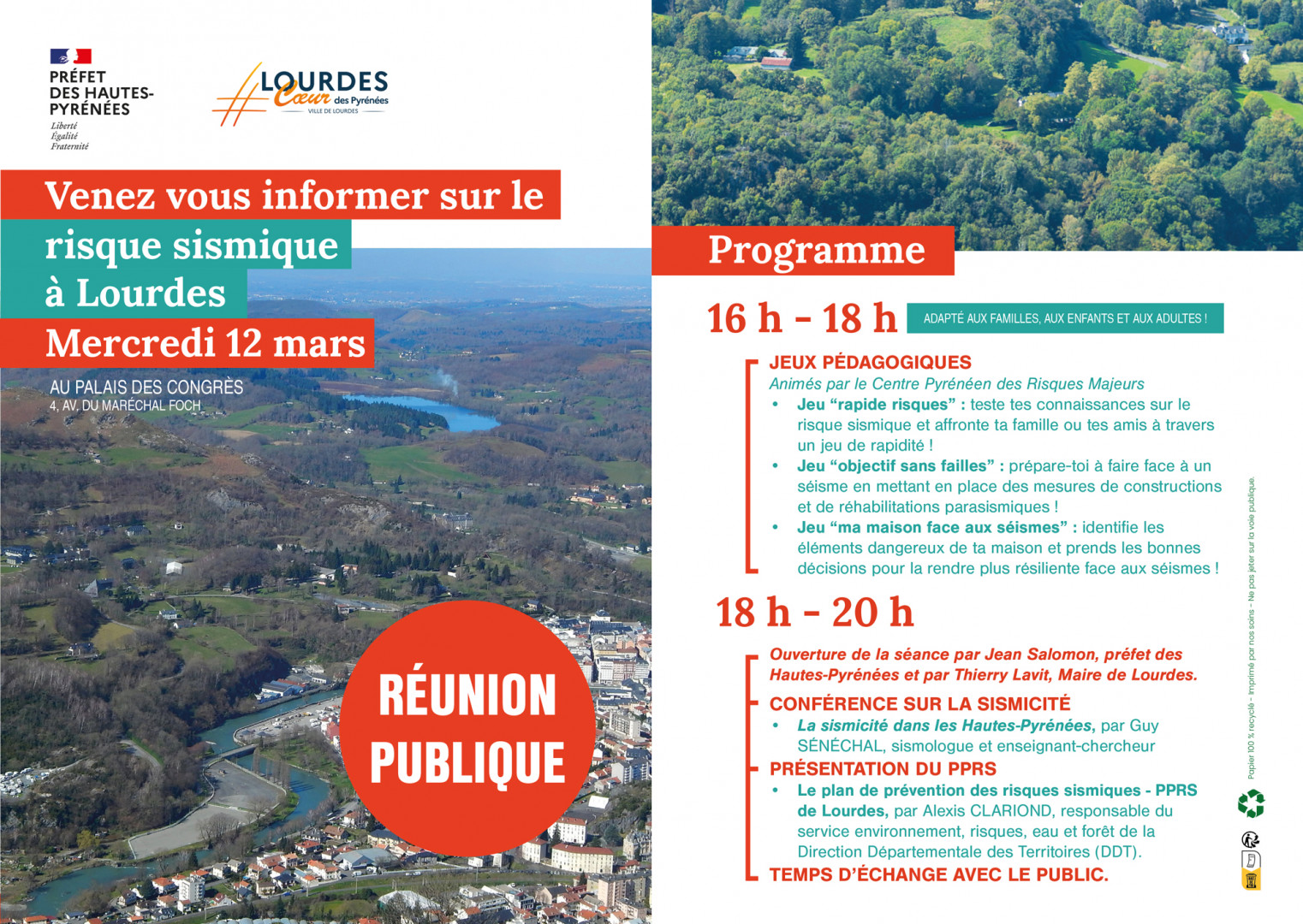Flyer Réunion publique Risque Sismique Lourdes