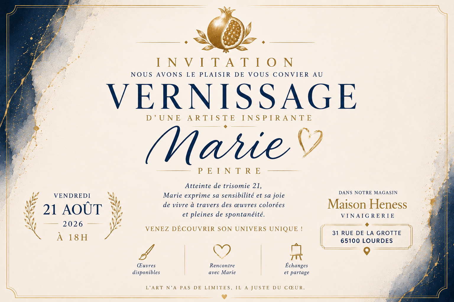 Maison Heness Vinaigrerie : vernissage de l’exposition de Marie le 21 août