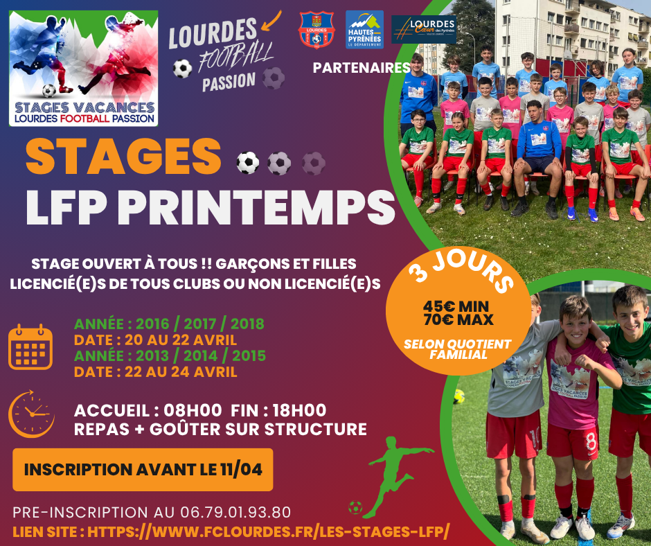 Lourdes Passion Football : nouvelle session pendant les vacances de printemps