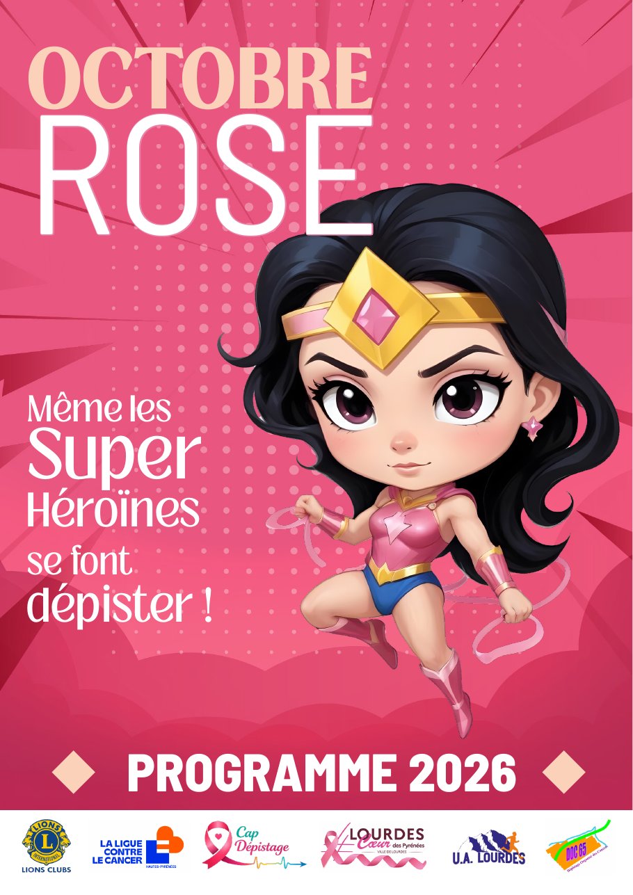 Affiche du programme Octobre Rose 2026 à Lourdes