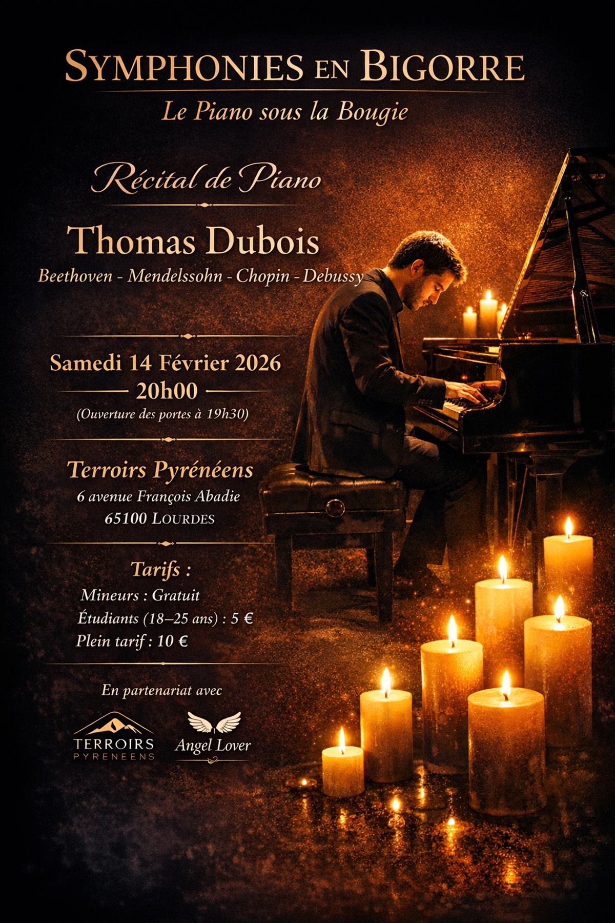 Symphonies en Bigorre : « Le piano sous la bougie » récital de piano par Thomas Dubois