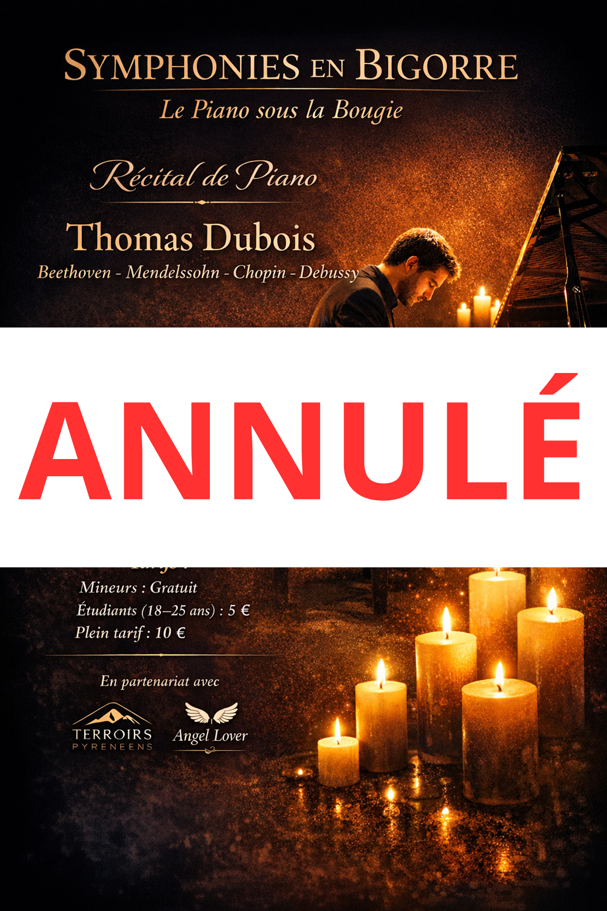 [ ANNULÉ ] Symphonies en Bigorre : « Le piano sous la bougie » récital de piano par Thomas Dubois