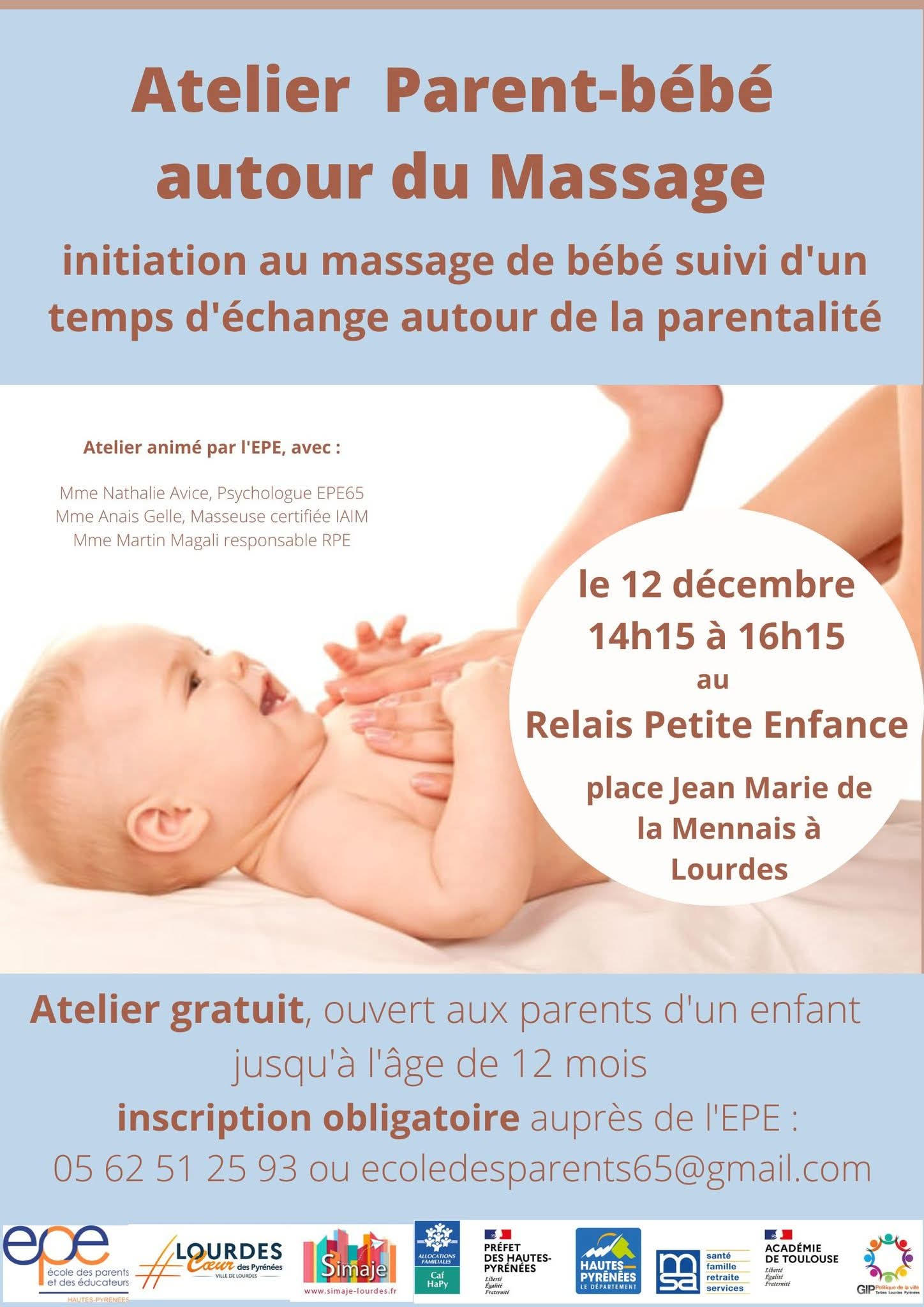 Atelier parent-bébé autour du massage